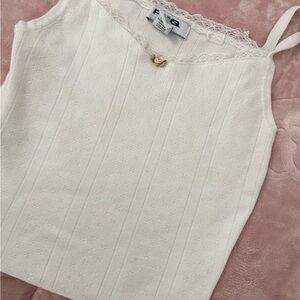 RSQ White Lace Trim Tank Top